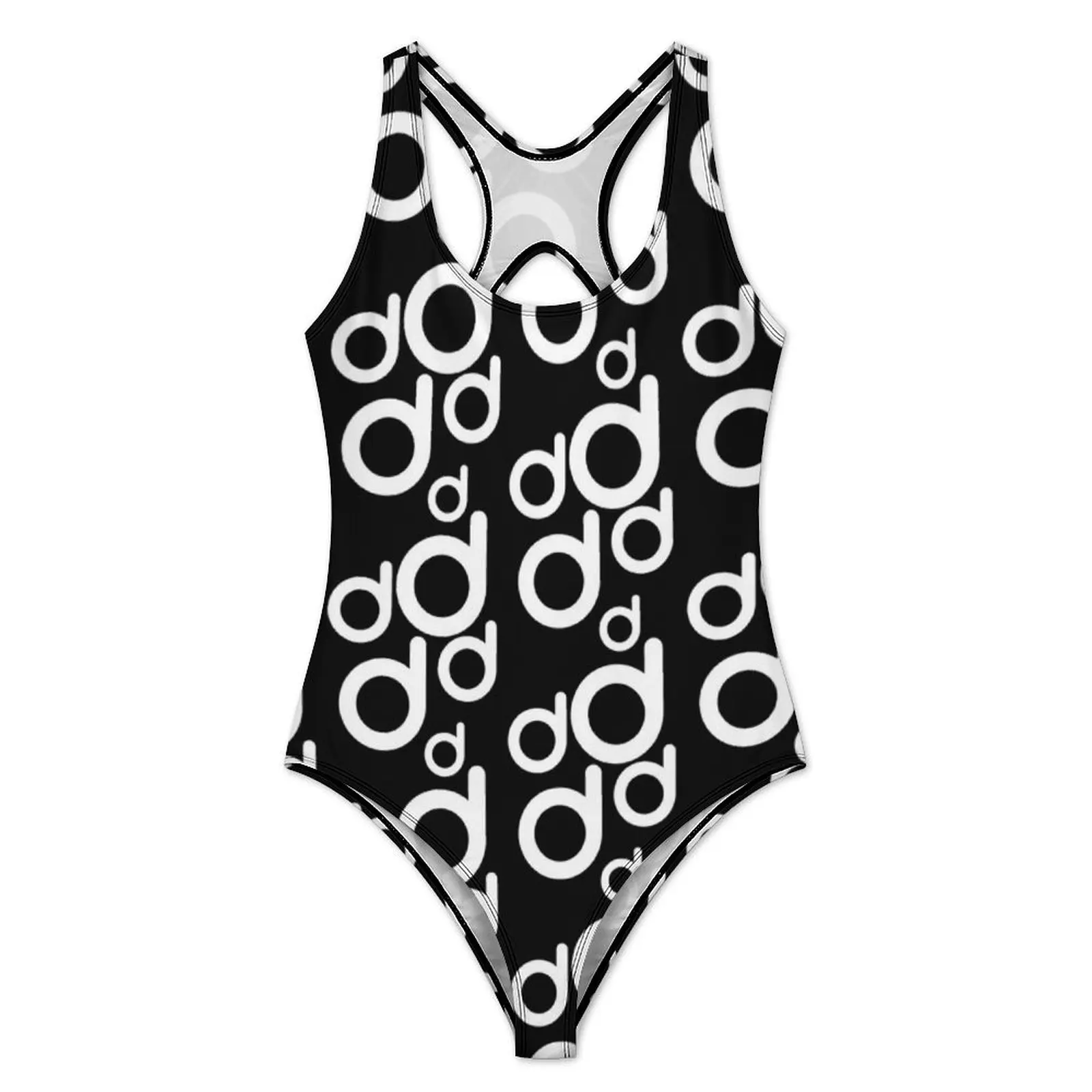 White Abstract Letters Swimsuit Word D Print Push Up Swimwear One Piece Surfing Bathing Suit Bodysuit Sexy Beachwear Plus Size