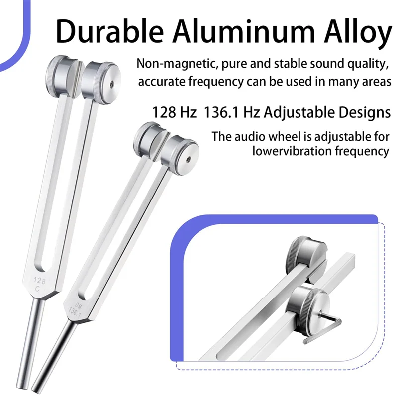 

ABJM-Tuning Forks For Healing Set, 128Hz, 136.1Hz, 256Hz, 384Hz,With Hockey Puck Activator , For Chakras, Sound Therapy