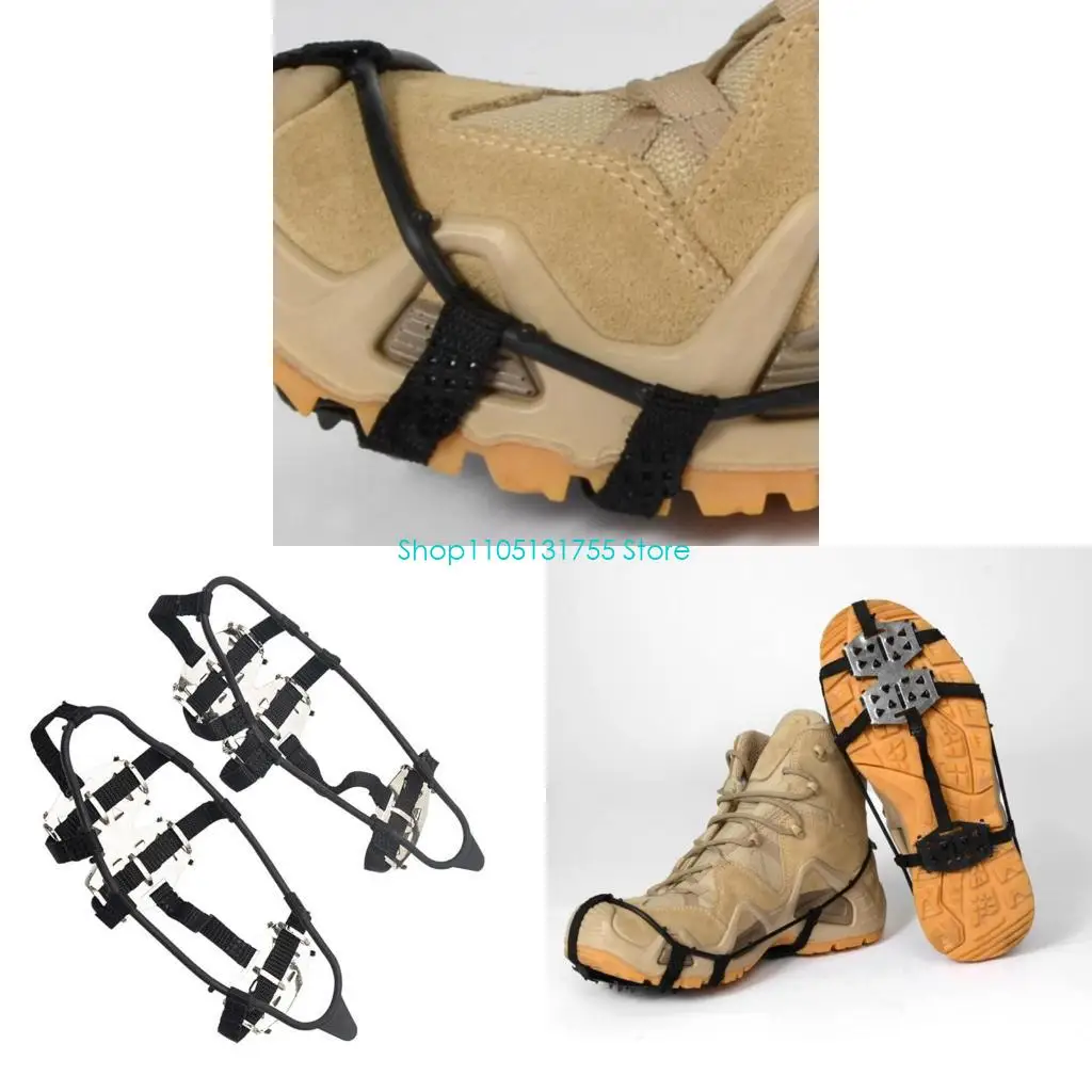 

Footwear Traction Climbing Skiing Antislip 24 Teeth Crampons Ice Cleats Studs