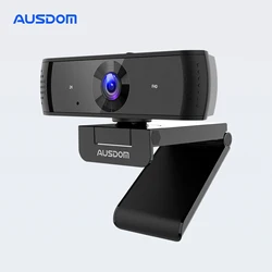 AUSDOM AW651S 2K 스트림 웹캠(마이크 포함) 개인 정보 보호 커버가 있는 웹 카메라 스위치/노트북용 자동 초점 PC 카메라