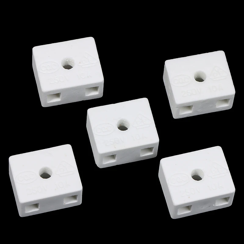 5Pcs 2 Postion 5 Hole Ceramic Wiring Terminal Block high frequency porcelain Dua