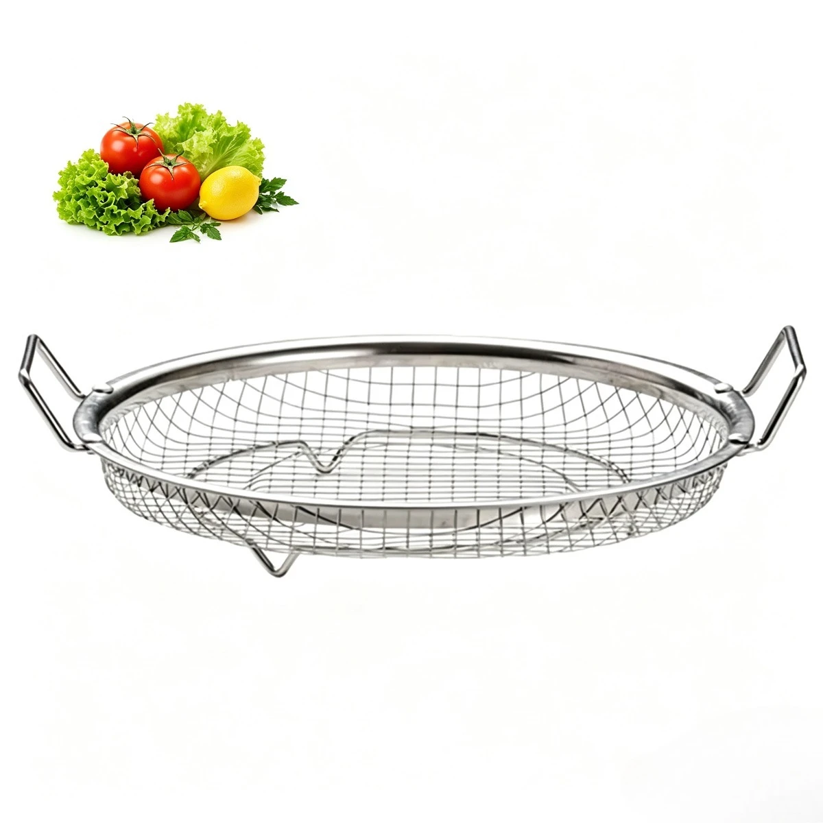 1 Pc Air Fryer Stainless Steel Rack Oil Filter Tray Vegetable Fruit Water Drain Basket for Pasta Fries Grilling Cooking Tool