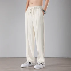 Men's Casual Pants 2023 New Drape Baggy Fashion Straight Wide Leg Casual Trousers Sweatpants Streetwear Black Apricot Light Gray