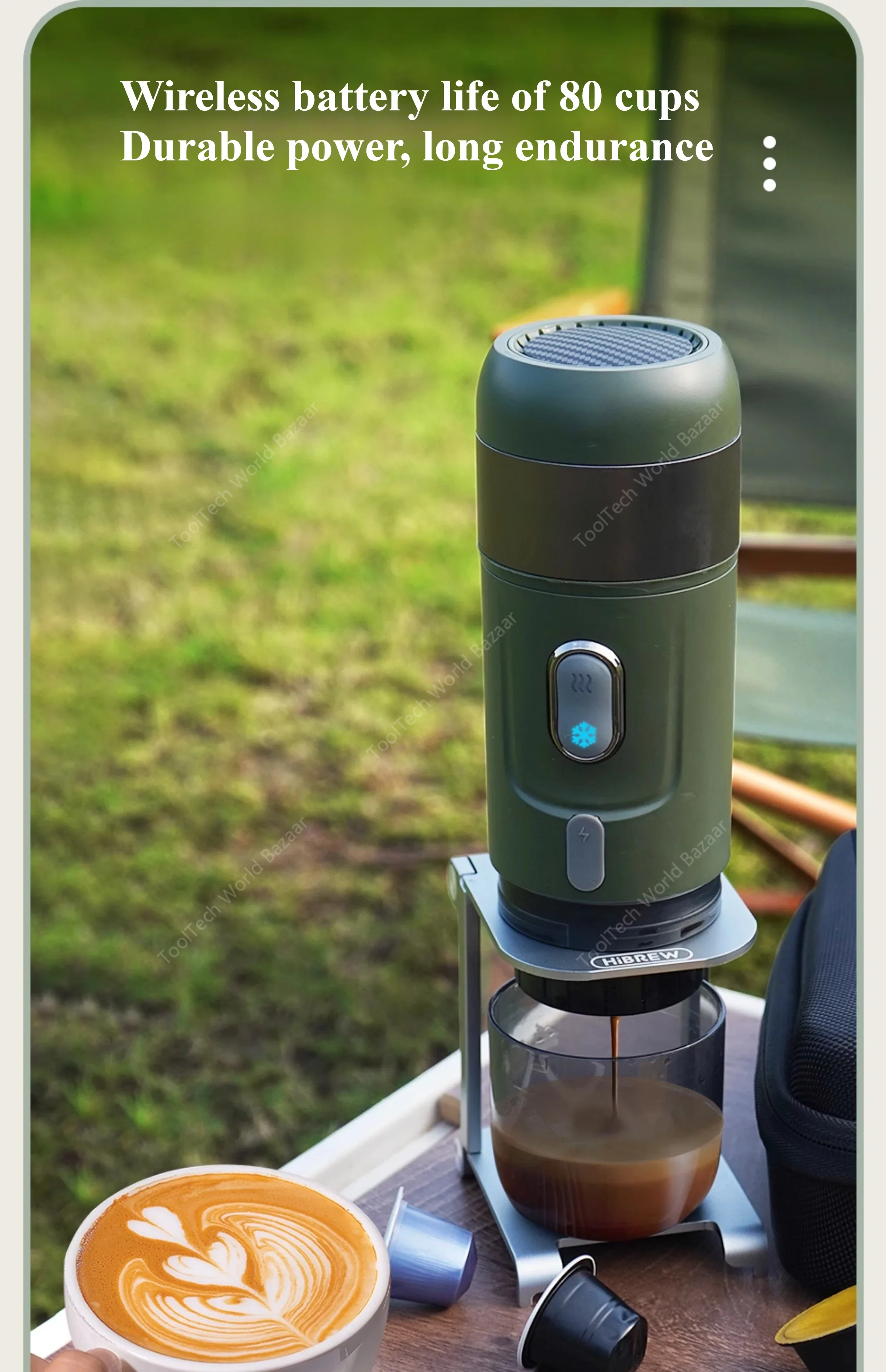 Portable Capsule Coffee Machine Hot and Cold Double Extract Outdoor Wireless Espresso Mini with Battery