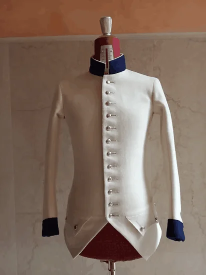 1747s الثورة الفرنسية نابليون ضابط زي عسكري معطف أبيض سترة فيكتورية من القرون الوسطى للرجال #2