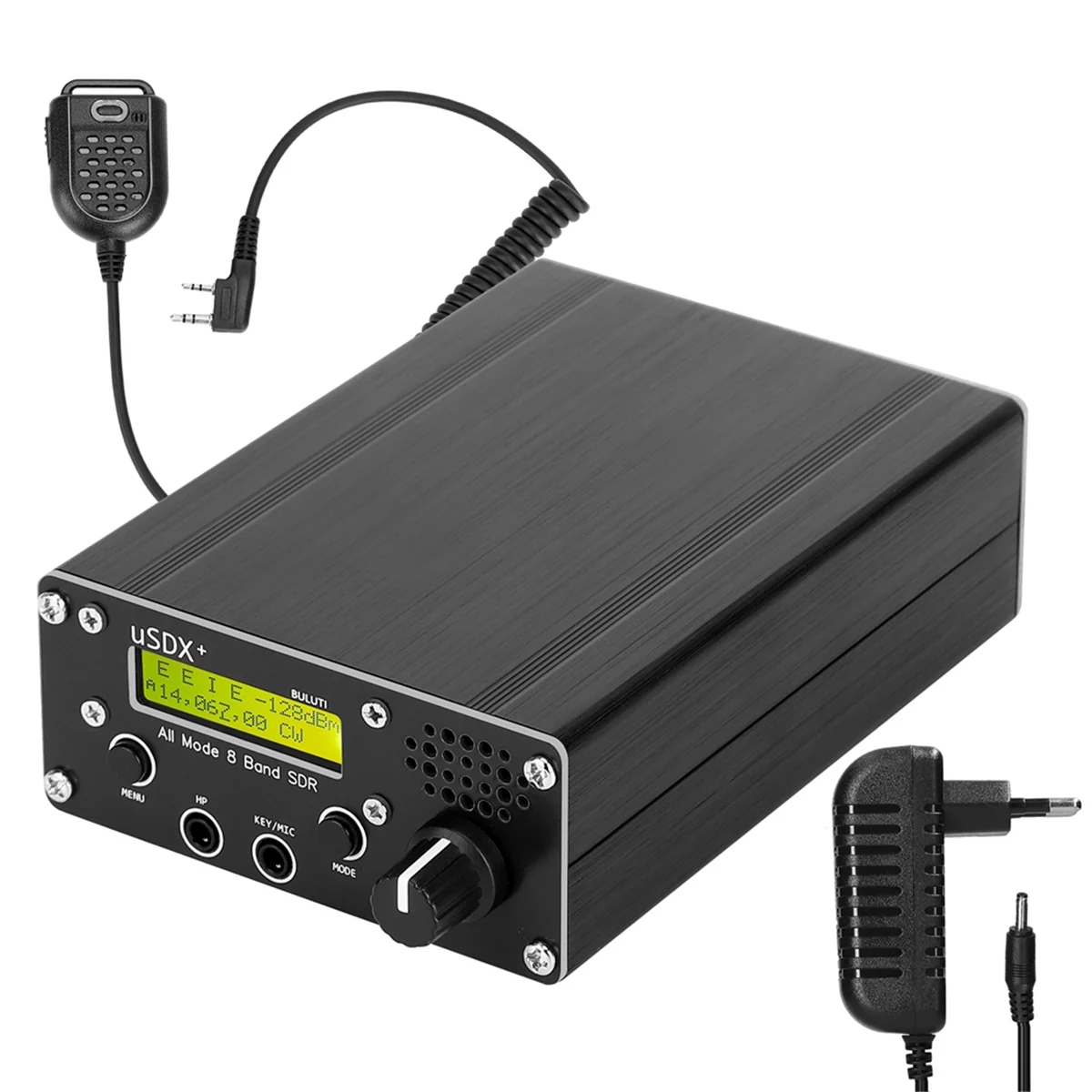 USDR USDX+ Plus V2 10/15/17/20/30/40/60/80m 8 Bands SDR High Frequency SSB QRP Transceiver BNC Interface Eu Plug