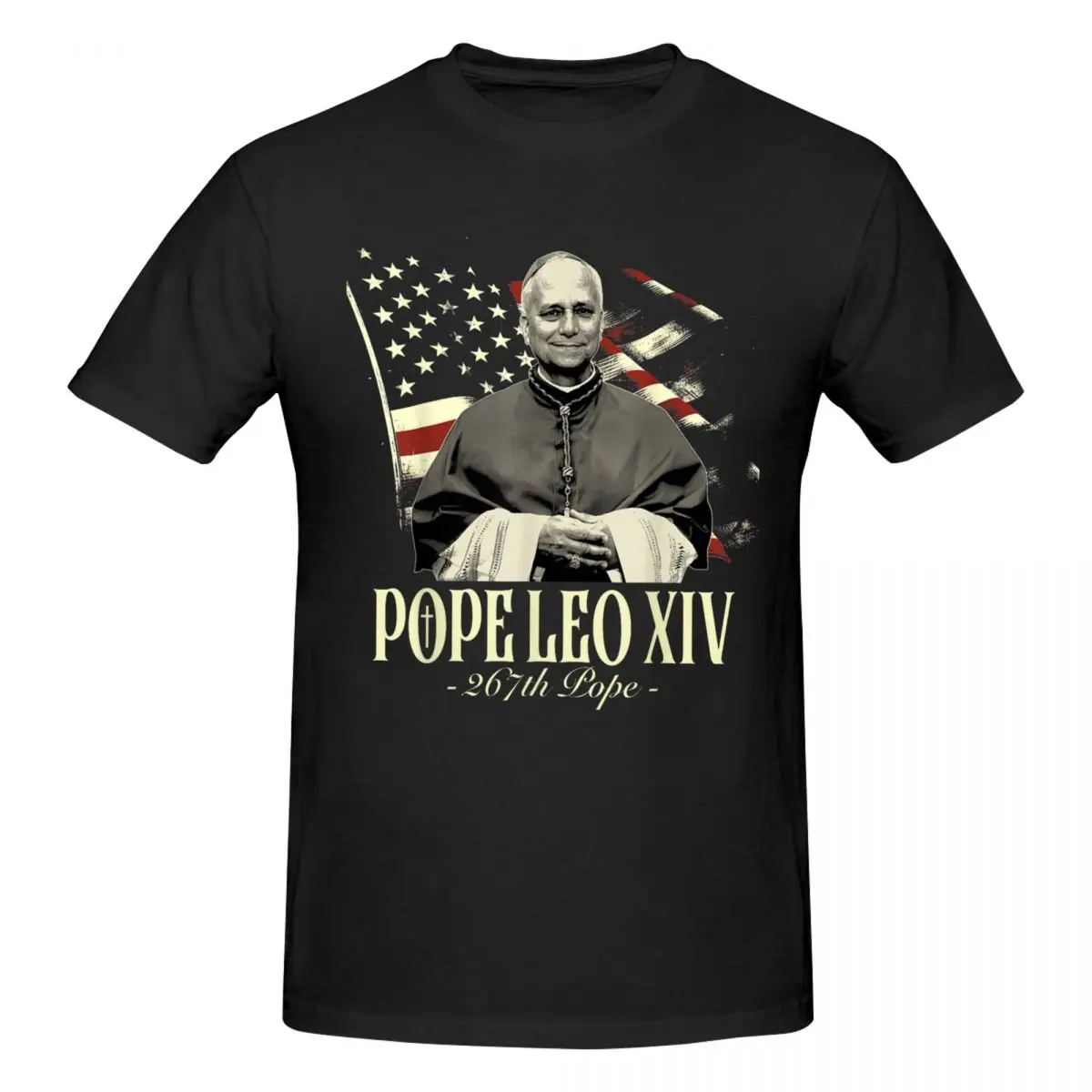 Men Pope Leo XIV Catholic Church Funny T Shirt Vintage O-neck Cotton Men Clothing