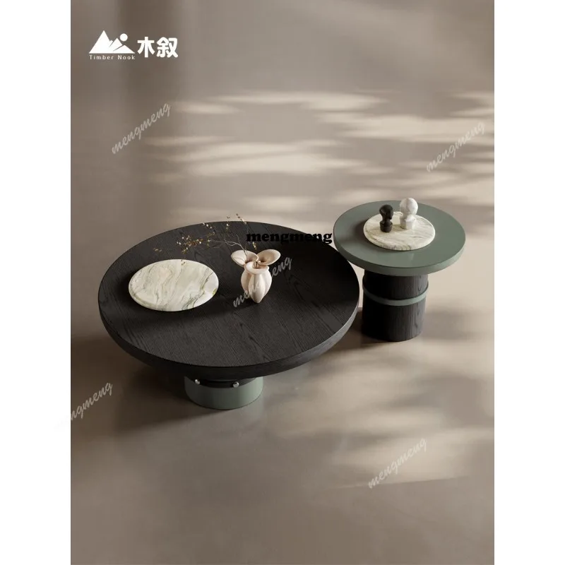 

Italian minimalist marble coffee table combination large flat floor living room natural stone round coffee table