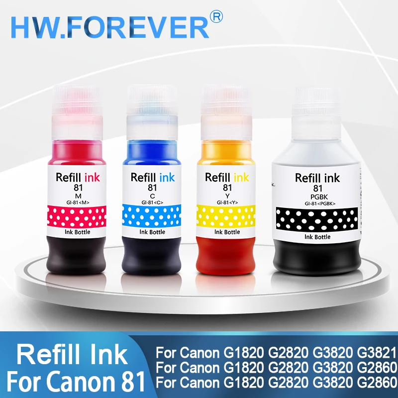 For Canon 81 Refill Ink Kit Compatible For Canon G1820 G2820 G3860 G3831 G3833 G2860 G3870 G3871 G3872 Printer Refill Dye Ink