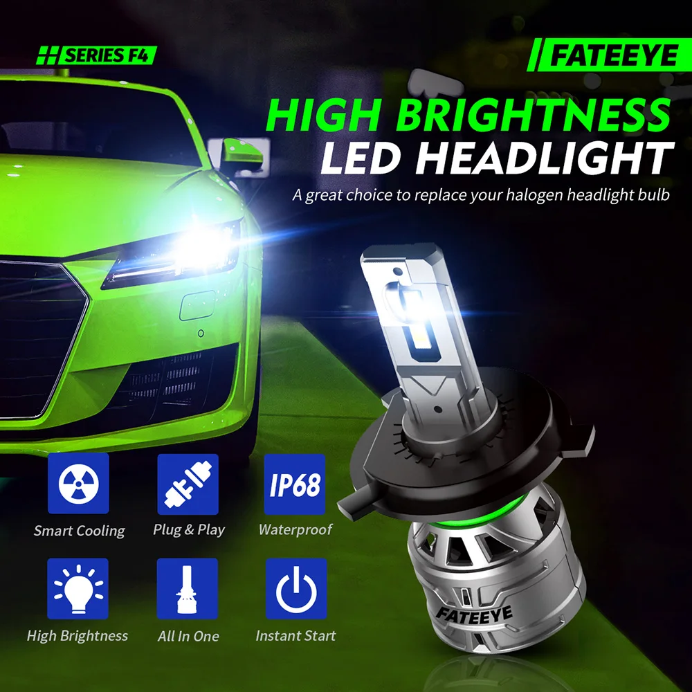 Fateeye F4 H4 LED Headlight For Car H7 LED H1 H11 6500K 60W 13000LM 12V LED Auto Headlamp Fog Light Bulbs