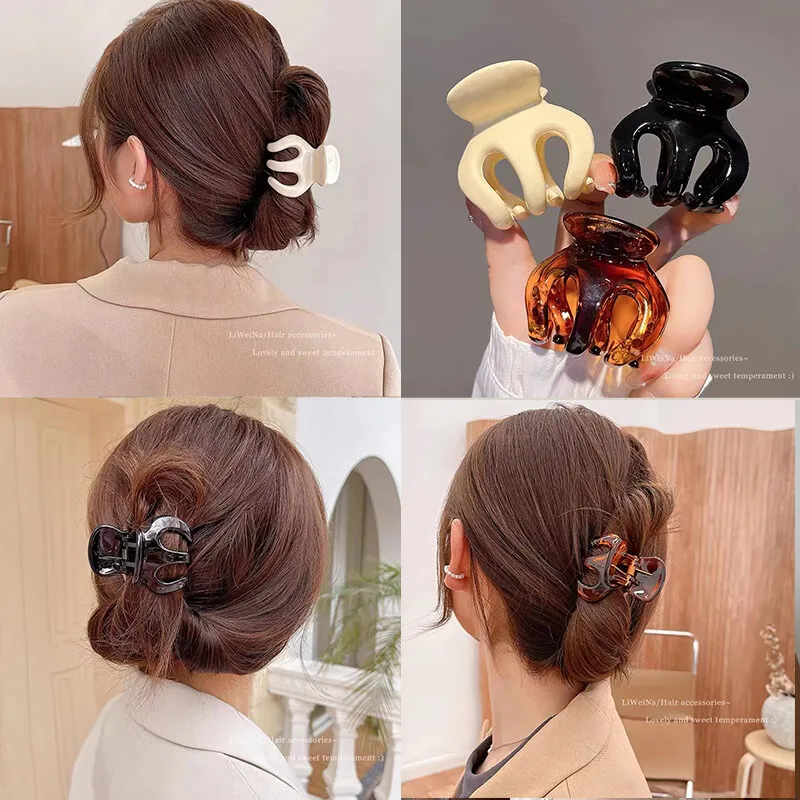 Retro Glossy Pumpkin Hair Clip for Women French Simple Elegant Hair Clamp Fashion Ponytail Hair Clip Hair Accessories