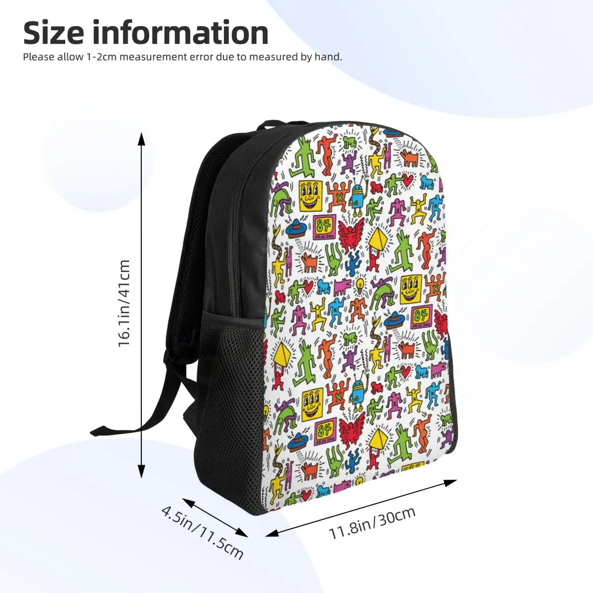 Custom Kaleidoscope Colors Three Eyed Face Haring Dance Backpacks for Women Men Water Resistant College School Bag Print Bookbag