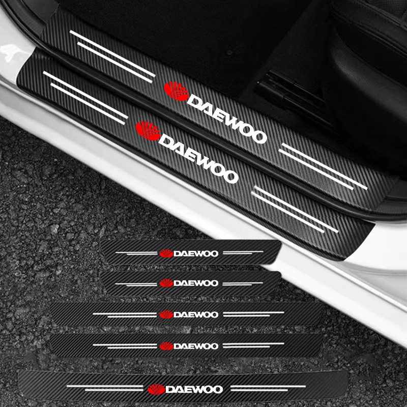 Auto Carbon Fiber Decals Stickers Car Door Threshold For Daewoo G2X Lacetti Lanos Leganza Lublin Magnus Matiz Musso Nexia