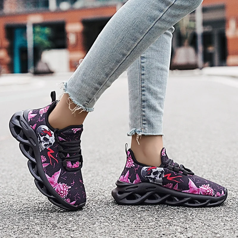 Moipheng Women Running Shoes Mesh Skull Print Pattern Sports Shoes Ladies Breathable Casual Platform Sneakers Zapatillas Mujer_voghion.com