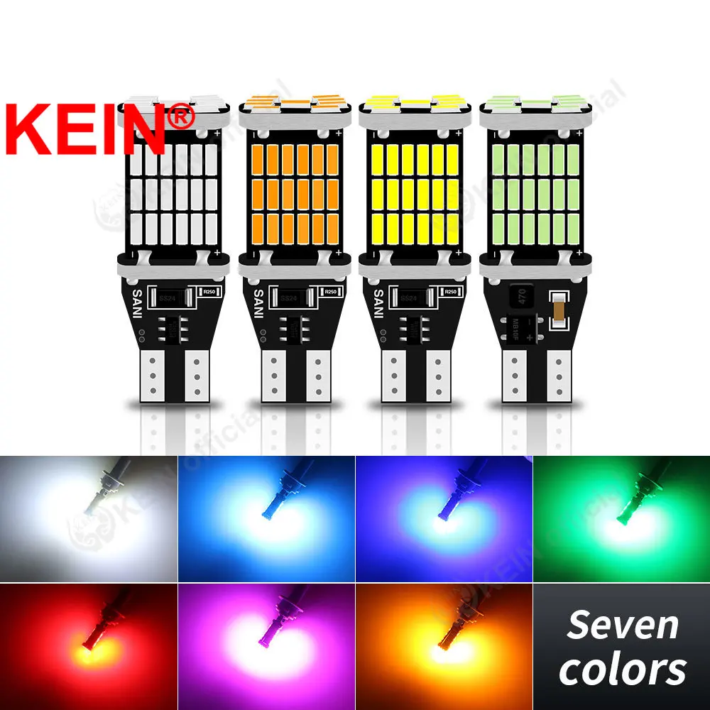 

KEIN 2PCS T15 Led Bulb W16W WY16W 921 45SMD 4014 Led Light for Car Turn Signal Backup Tail Light Reverse Lamp DRL DC12V White