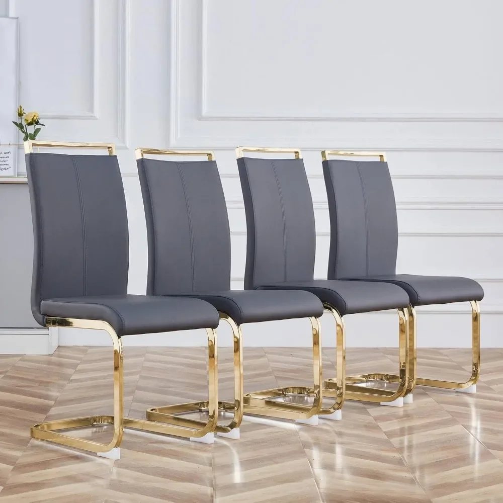 Modern Dining Chairs,with Gold Frame, Kitchen Chairs with Faux Leather Padded Seat High Back, Chairs for Dining Room, Kitchen