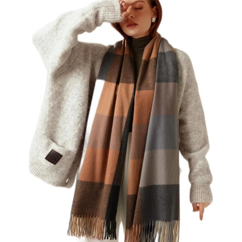 

Women's Faux Cashmere Plaid Scarf - Ultra Soft, Warm Winter Wrap with Classic Checkered for Ideal Christmas Gift