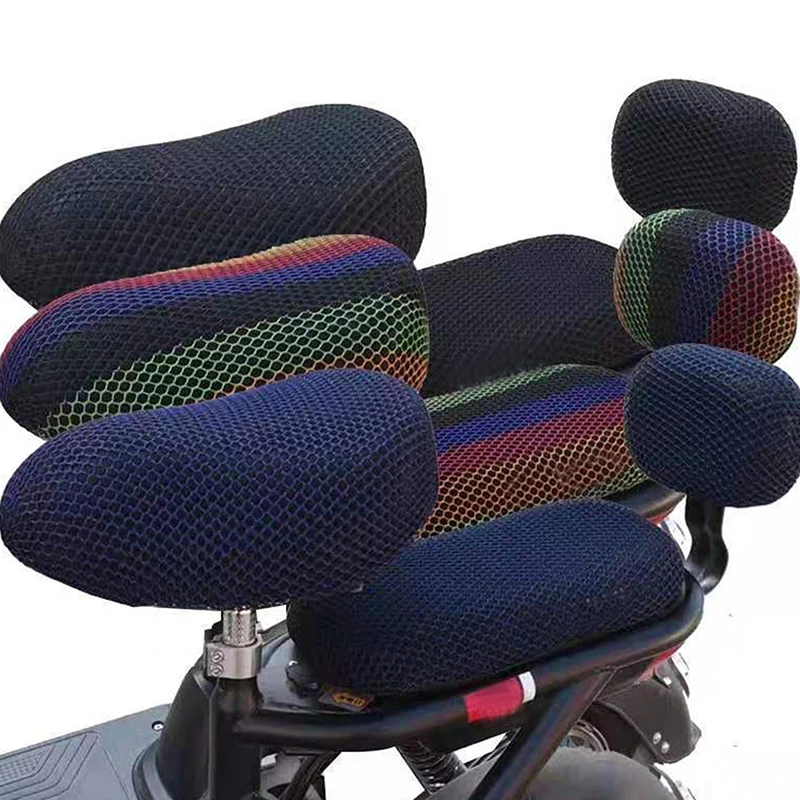 1 Set Electric Bike Seat Cover Summer Breathable Covers Cushion Net Cover Motorcycle 3D Mesh Fabric Anti-skid Pad Scooter Seat