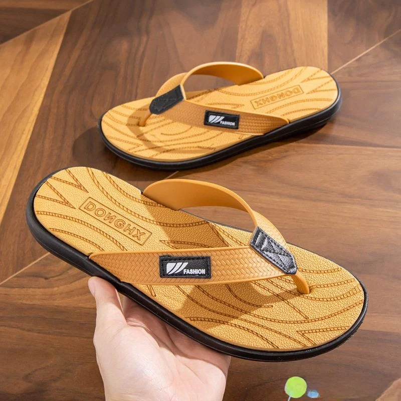 

Men's Summer Outdoor Slip-On Anti-Slip Sandals Soft Bottom Casual Beach Thong Slippers Flat Heel Waterproof PVC Fiber Upgraded