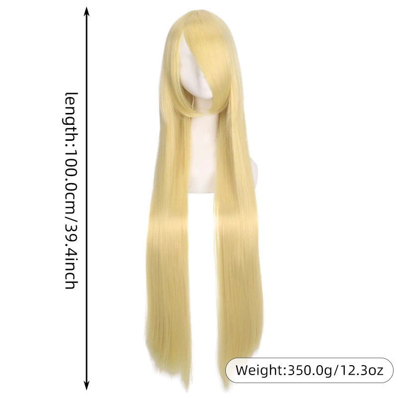 100cm Colored Straight Bangs Women's Synthetic Wig Heat Resistant Fiber Multi Color Party Anime Roleplay Free Wig Cap