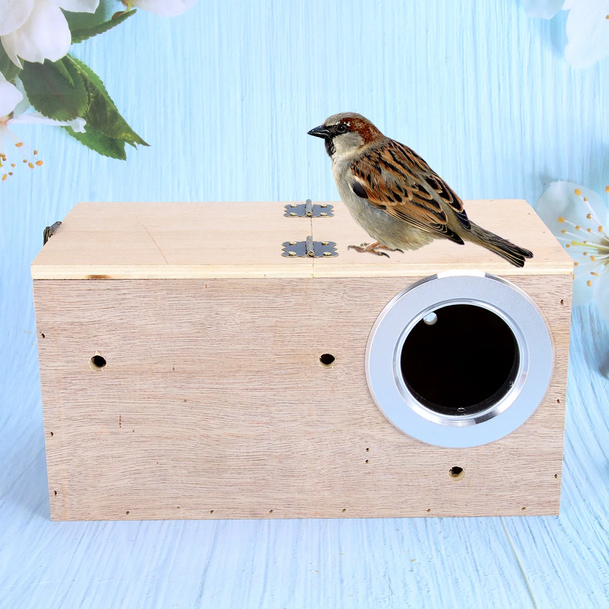 

Wood Bird Nest Small Bird Hatchery Breeding Box Creative Design Natural Living Place for Canary Parrot Lark 25x14x14cm