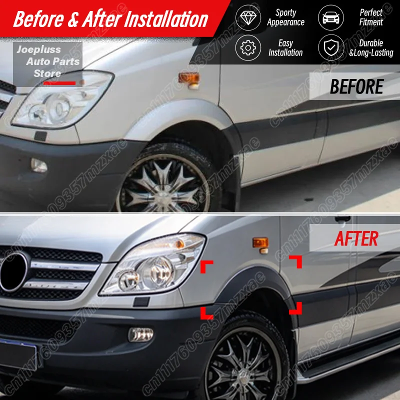 For Benz Sprinter W906 2009 2010 2011 2012 2013 2014 2015 2016 Car Front Rear Wheel Eyebrow Vehicle Wheel Arch Flare Trim Kit