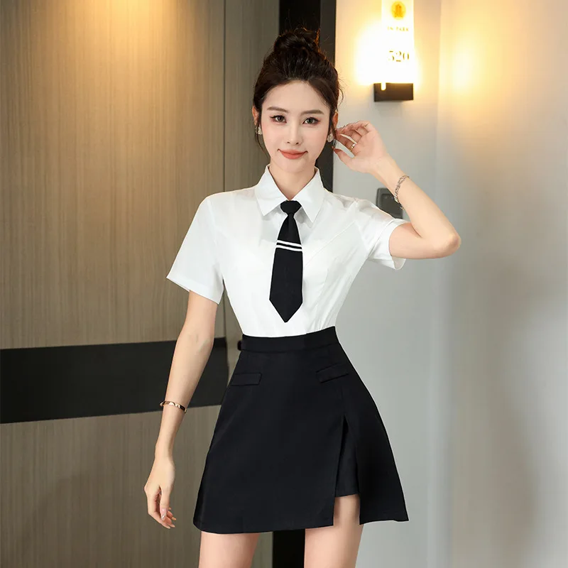 Uniforme de salon de beauté et de spa pour femmes, vêtements de restaurant sexy, bureau esthétique, hôtel, ongles de massage, tenue de travail significative 73