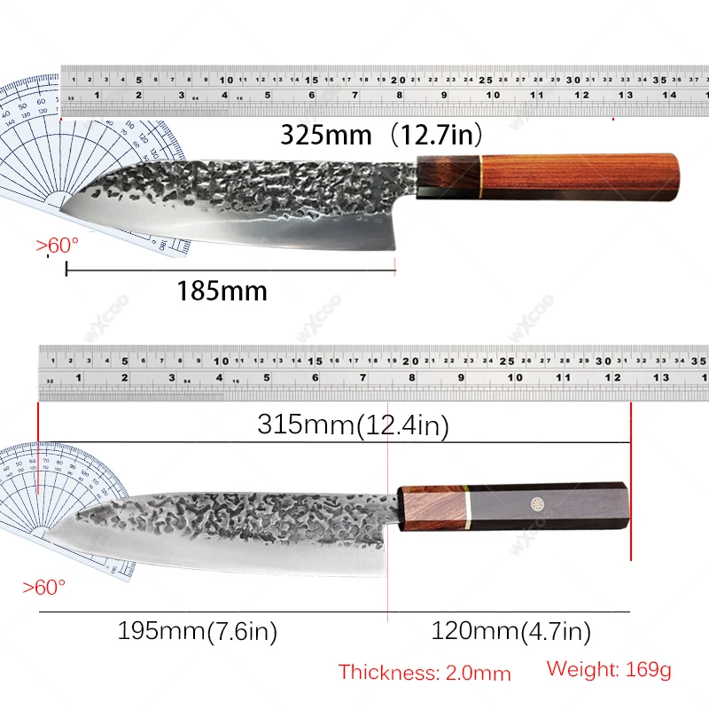WXCOO Stainless Steel Butcher Boning Knife Kitchen Meat Cleaver Japanese Santoku Knife Chef Salmon Slicing Knives Sashimi Knife