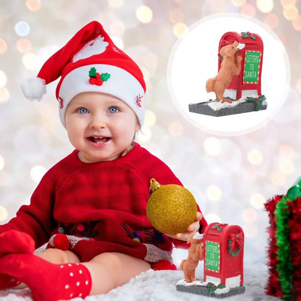 مجموعات قرى صندوق بريد سانتا رسالة كلب لطيف إلى سانتا الراتنج عيد الميلاد الحلي سطح المكتب تمثال راتنج زينة طاولة عيد الميلاد