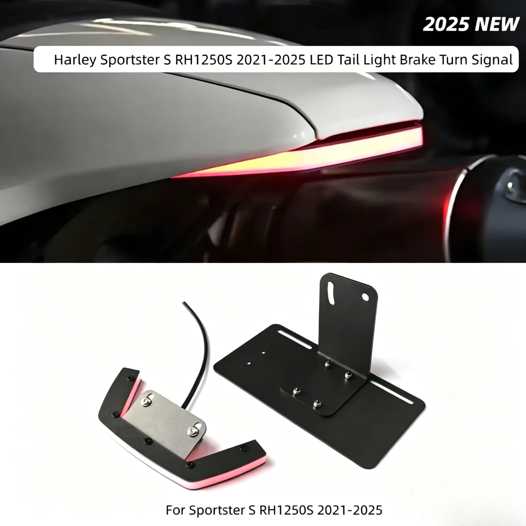 LED Tail Brake Indicator Light License Tag Number Plate Fender Eliminator Mount Bracket For RH1250S 2021-2025 Sportster S 1250