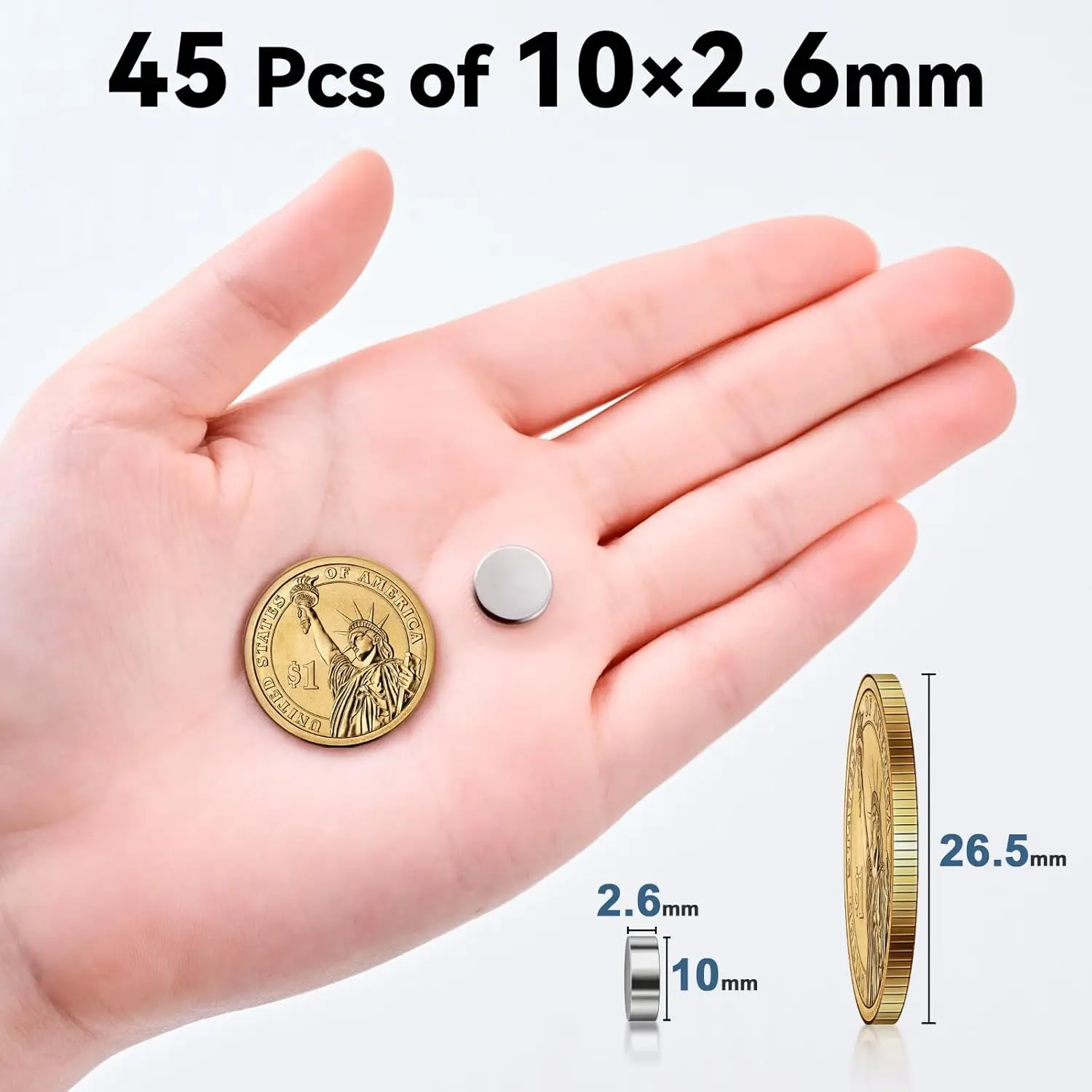 50Pcs Refrigerator Magnets, 10x2.6mm Small Round Fridge Magnets,Premium Office Magnets for Fridge, Whiteboard, Billboard in Home