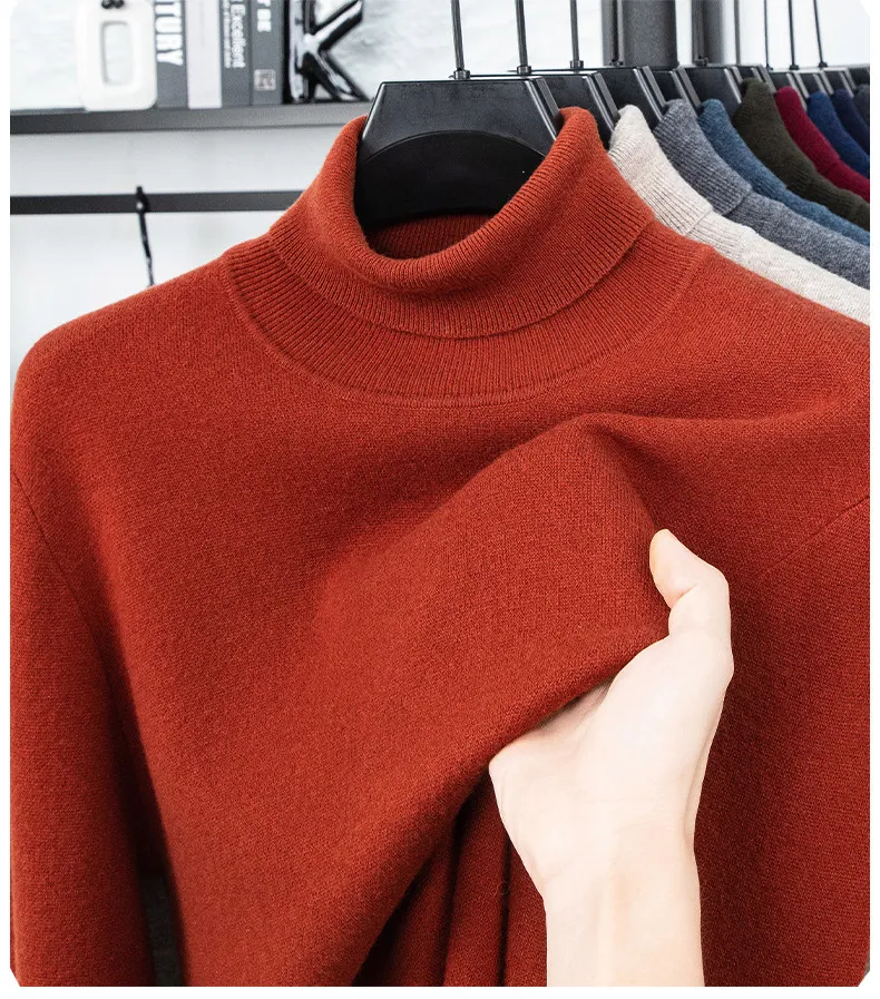 Cashmere sweater men's high-necked warm padded winter new middle-aged bottoming knitted sweater