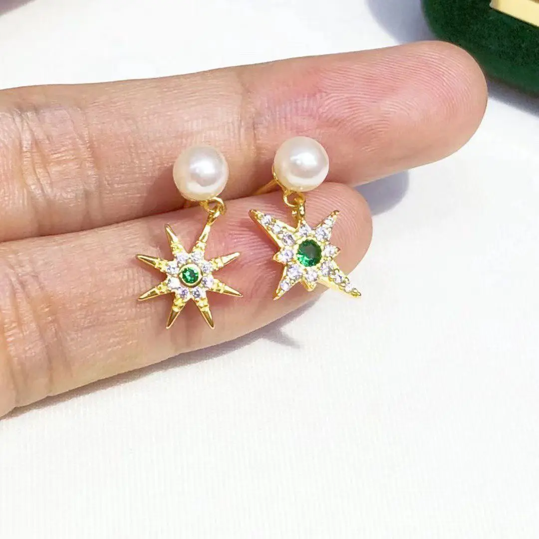 

Оптовая продажа, серьги из стерлингового серебра S925, фурнитура для крепления, базовые монтажные детали, аксессуар для жемчуга 4-5 мм, 5 пар/лот