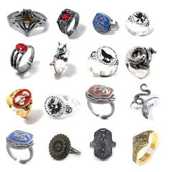 Game Dark Souls Series Openable Rings Havel's Demon's Scar Chloranthy Badge Metal Ring Male Fans Cosplay Jewelry Accessories
