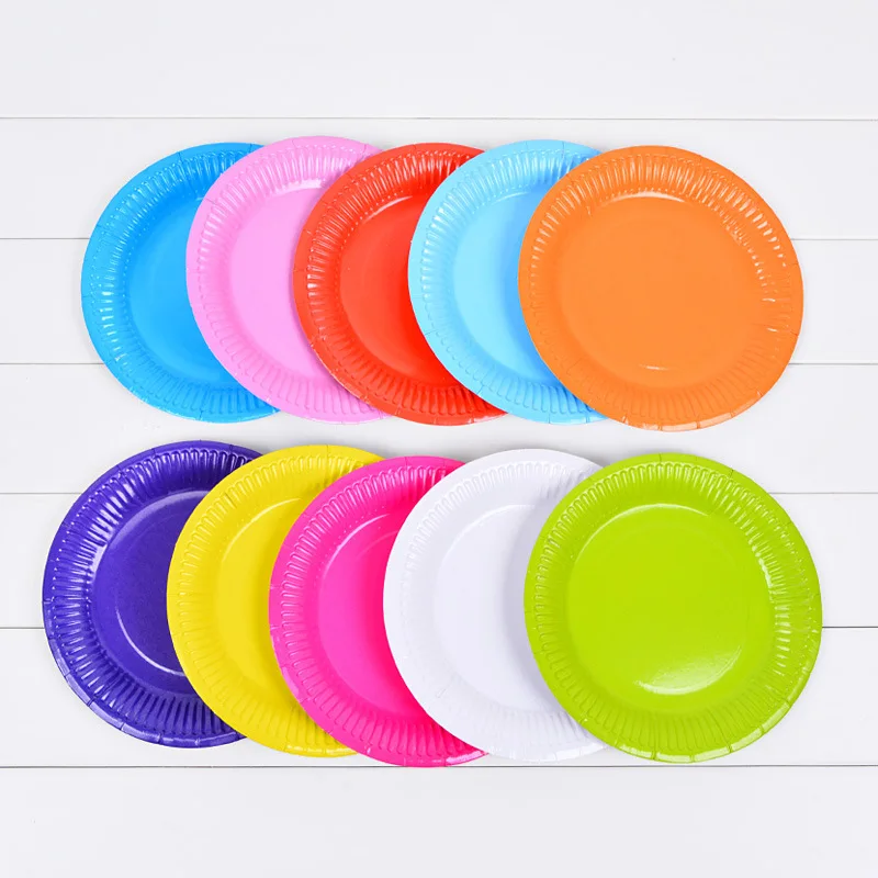 7inch Paper Plates Children Birthday Party Decora Kids Party Supplies Plates Disposable Tableware Sets  Dinner Plates