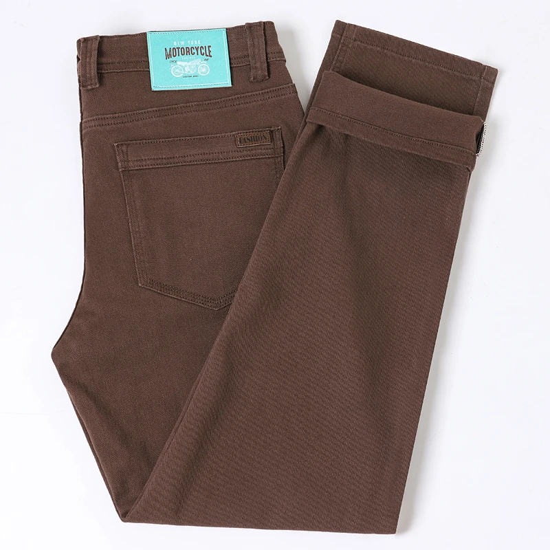 

Business Casual Cotton Elastic Men's Jeans Fitted Straight Trousers Soft Comfortable Fashion Korean Denim Pants Khaki Dark Grey