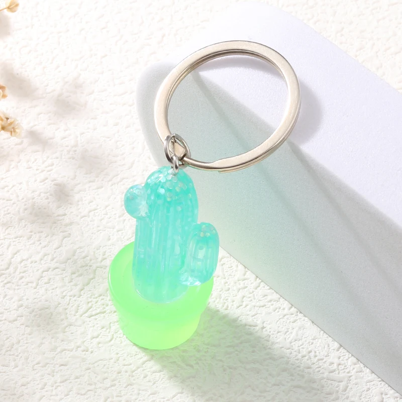 Cute Acrylic Cactus Keychains Lovely Cartoon Desert Plants For Boys Girls Birthday Friendship Gift Handmade DIY Jewelry