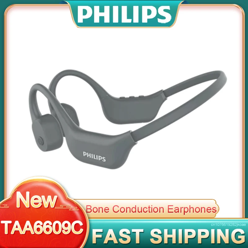 New Philips TAA6609C Bone Conduction Earphones Wireless Bluetooth HD Mic Call Headphones HiFi Stereo Noise Reduction Headset