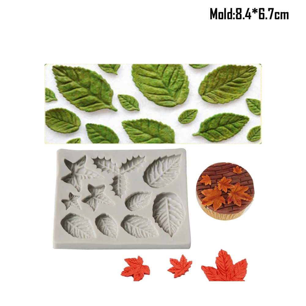 Maple & Rose Leaf Leaf Fondant Cake Silicone Mold Chocolate Candy Mold Cookies Pastry Biscuits Mould DIY Cake Decoration M2769
