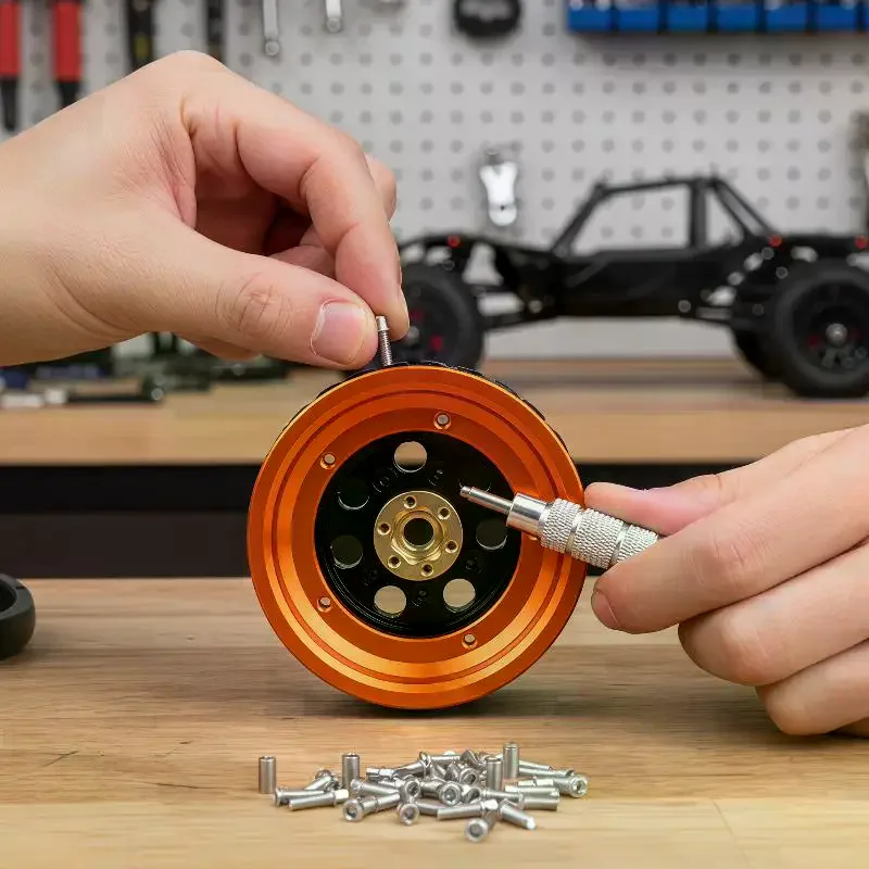 Lock Crawler Wheel Rims! Wheel Hub M2 Steel Scale Beadlock Ring Screws 1.9 Wheel Rims With Wrench Tool