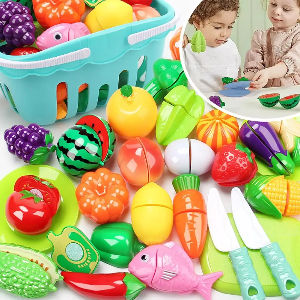 قطع الفاكهة التظاهر اللعب لعب للأطفال المطبخ التظاهر الفاكهة الخضروات اكسسوارات لعبة تعليمية الغذاء كيت للطفل Y0P0 #5