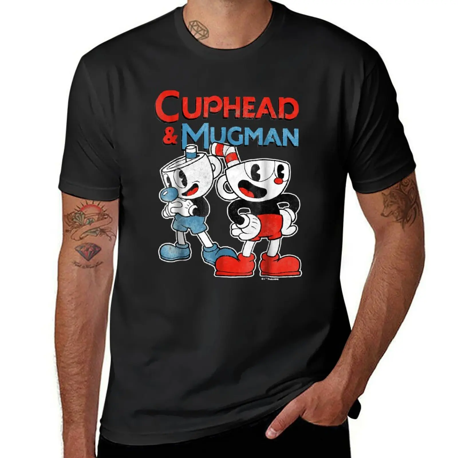 Cuphead Mugman Dynamic Duo Graphic T shirt T-Shirt quick drying vintage summer tops black t shirts for men