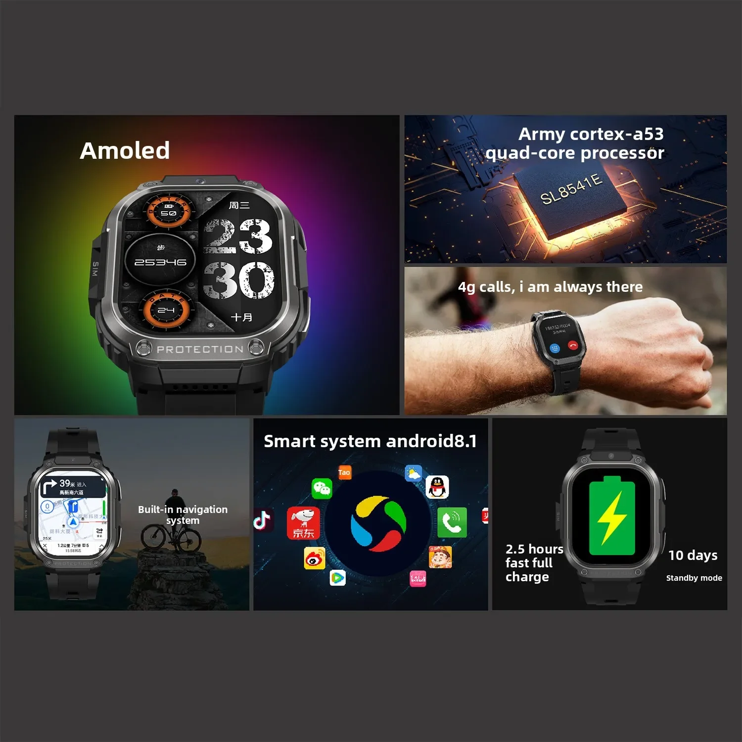 2.1-Inch AMOLED screen GPS positioning WiFi Bluetooth calling DM63 smart watch