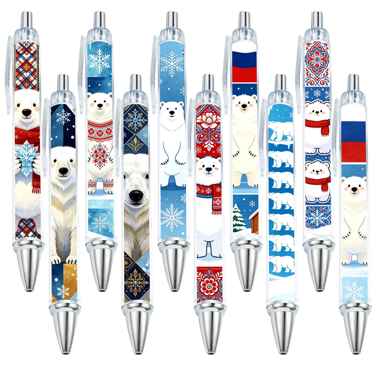 

10 pieces / 15 pieces cute white bear-shaped ballpoint pens - winter polar bear theme writing pens
