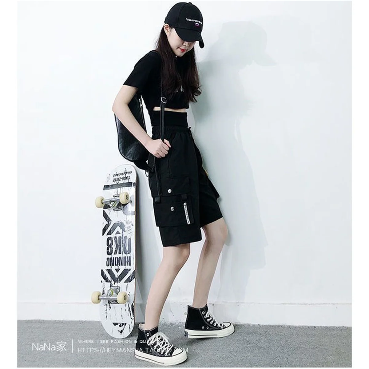 السراويل البضائع للنساء Harajuku عالية الخصر فضفاض Y2K الهيب هوب السراويل امرأة الشارع الشهير العصرية الصالة الرياضية جيب كبير Bf سراويل قصيرة