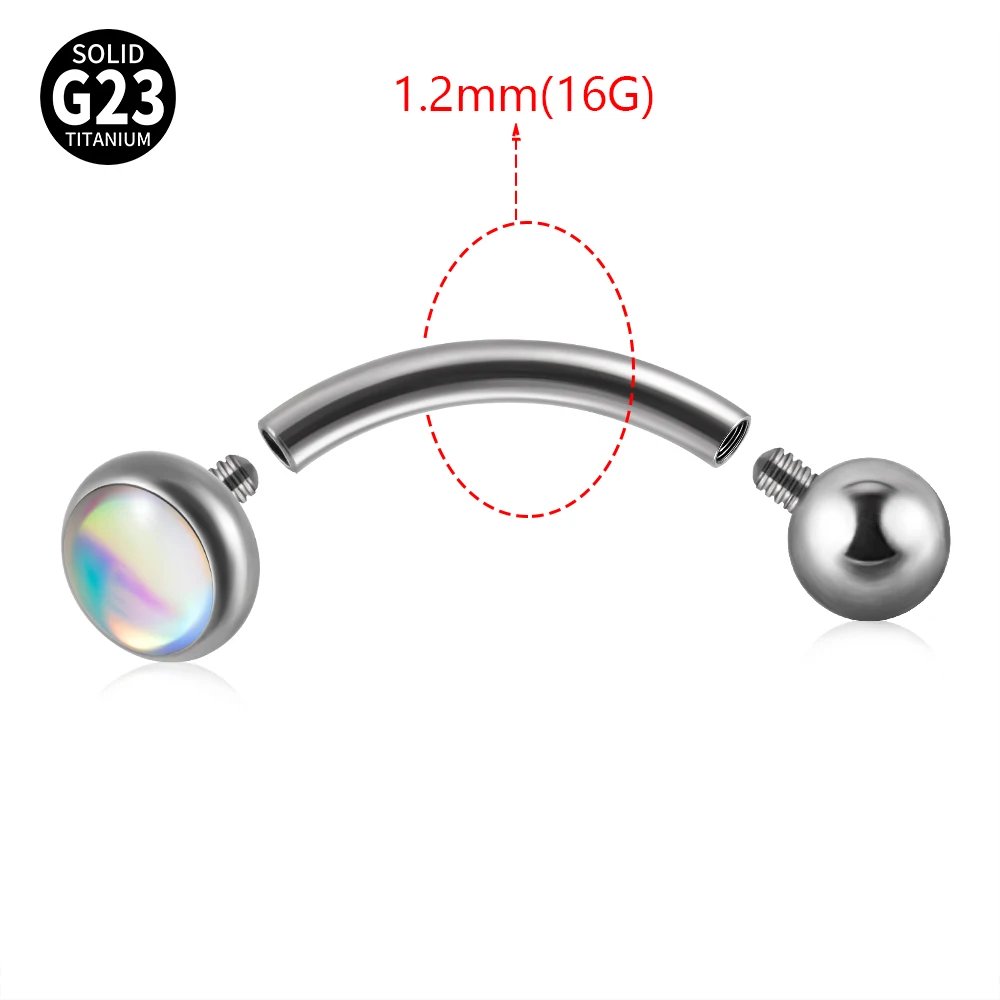 1PC Titanium Opal Eyebrow Jewelry Banana Piercings Curved Barbell Ring Tongue Piercings Helix Earring Piercings Body Jewelry 16G