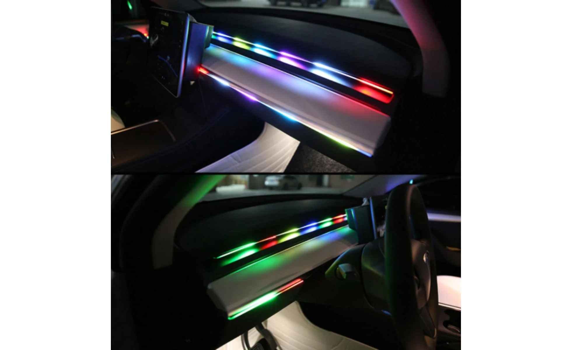 6 Pieces Acrylic Interior Car LED Lights App Controlled Car Ambient Lighting Kit Acrylic Light Strips Multicolor for Drivers