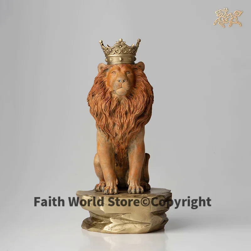 TOP COOL Limited Edition High grade handicraft art Collection home business KING lion Animal bronze sculpture Decoration statue