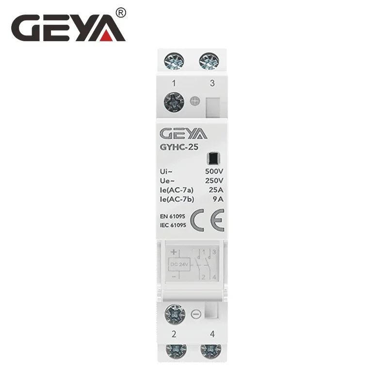 GEYA Din Rail Household Modular DC Contactor DC24V 25A 2NC 2NO 1NO1NC 50/60Hz  Modular House Contactor DC12V