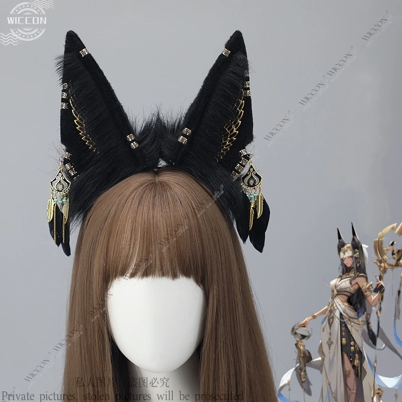 

Anubis Cosplay Girl Halloween Party Headwear Shrine Woman Man Plush Artificial Animal Ear Headband Comic-con Party Prop Headgear